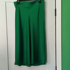 Rachel Zoe Green Pleated A-Line Midi Skirt